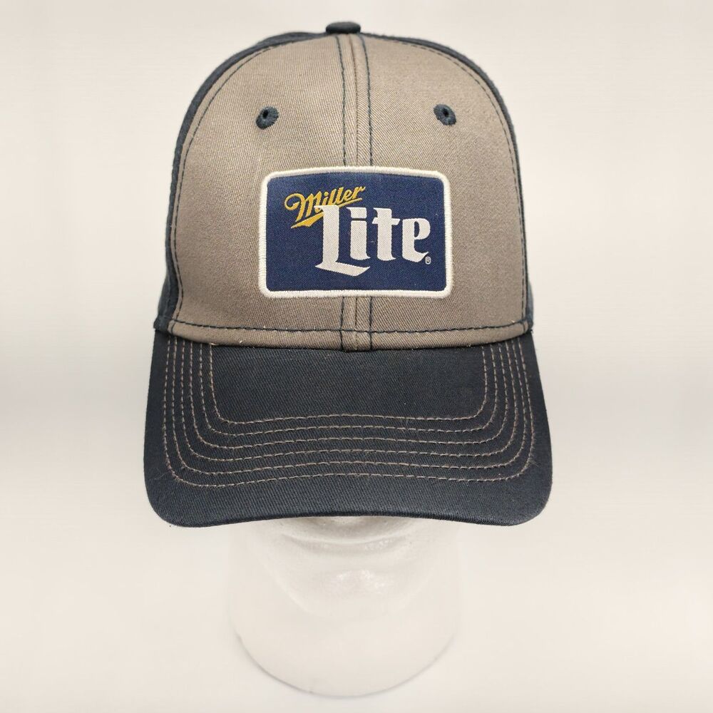 Miller Lite H3 Headwear Gray Navy Snapback Hat Beer Logo Adjustable Baseball Cap